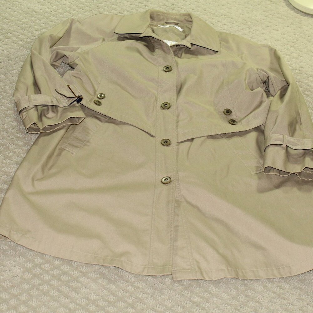 Vintage Misty Harbor Women’s Khaki Belted Long Trench Coat Size 12 Lined Jacket
